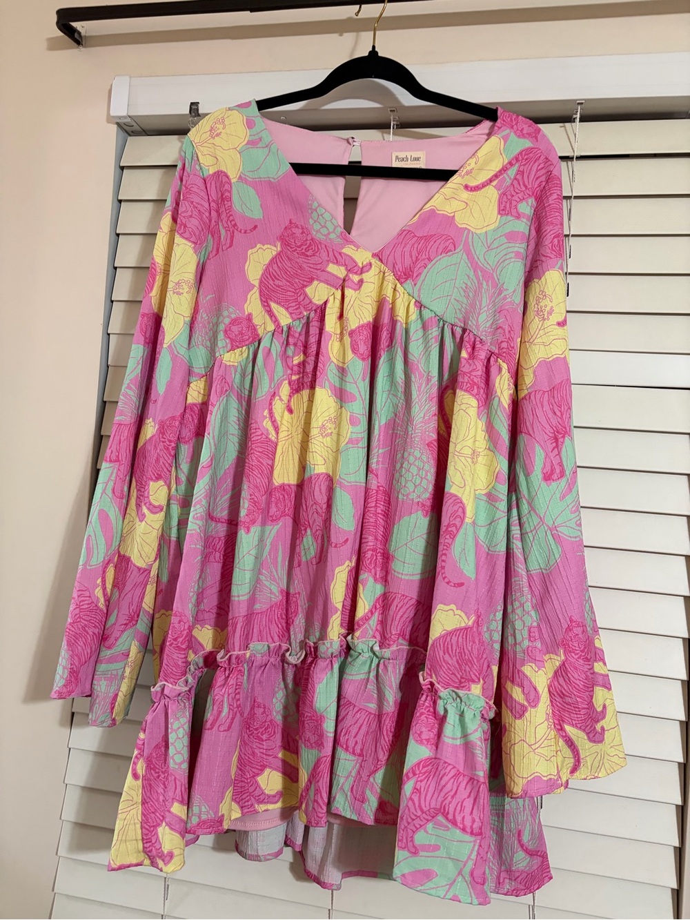 Peach Love California Pink Floral Tiered Babydoll Dress